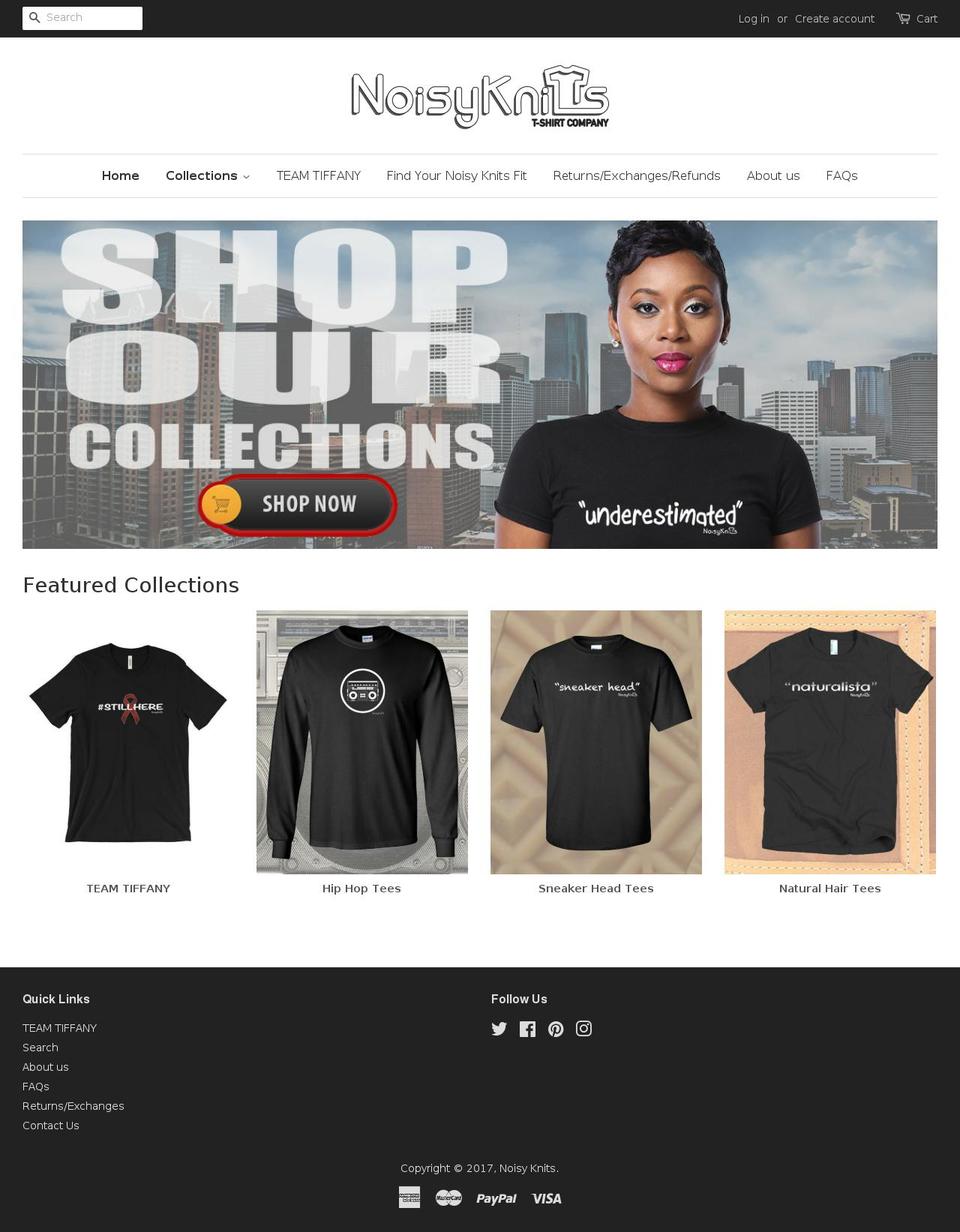 noisyknits.com shopify website screenshot