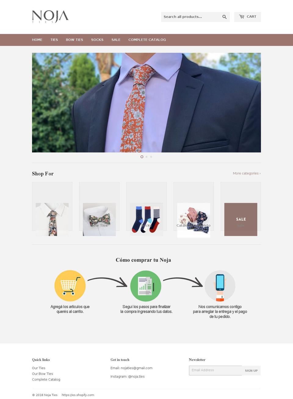 nojaties.com — Shopify storefront screenshot