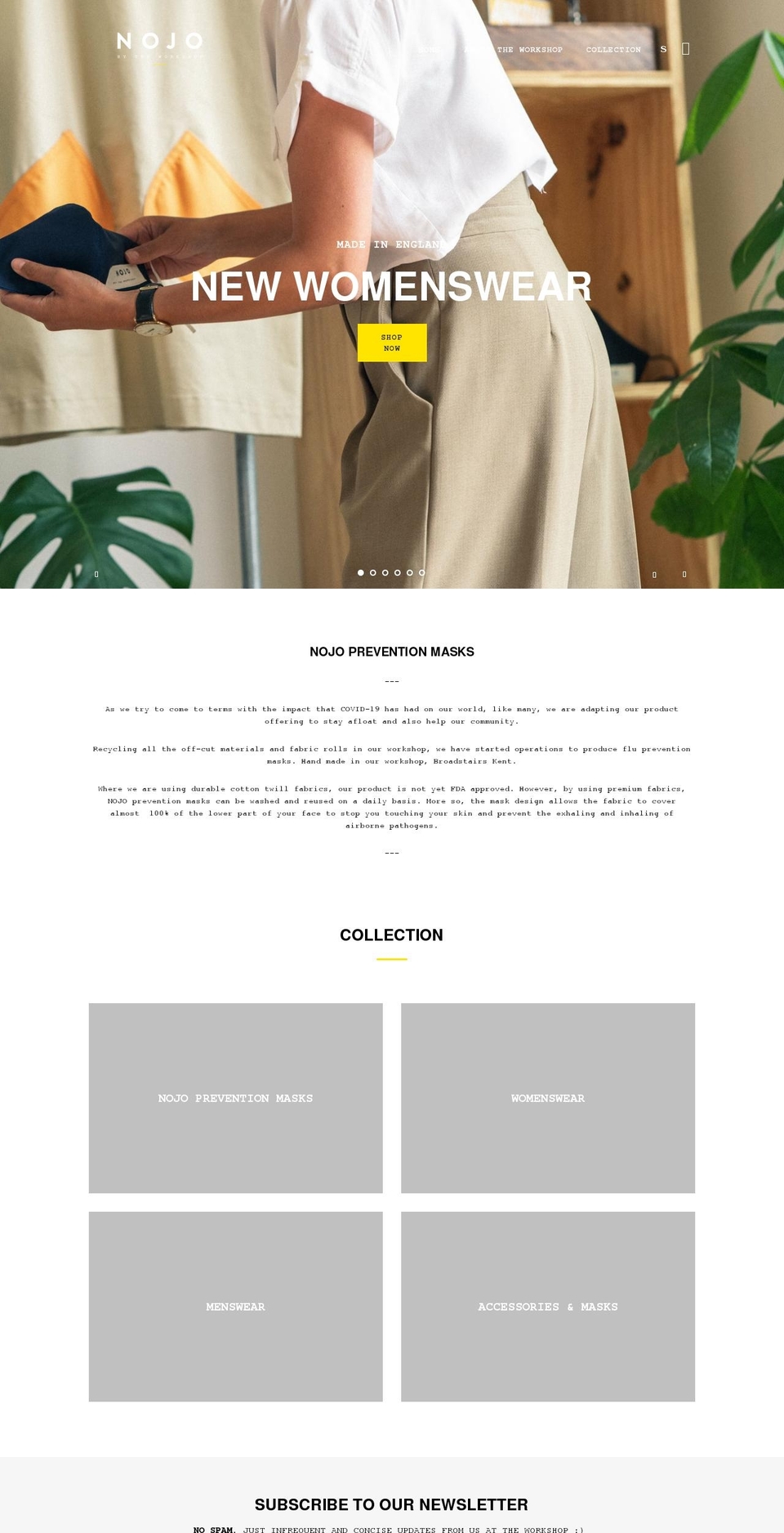 nojobytheworkshop.com shopify website screenshot