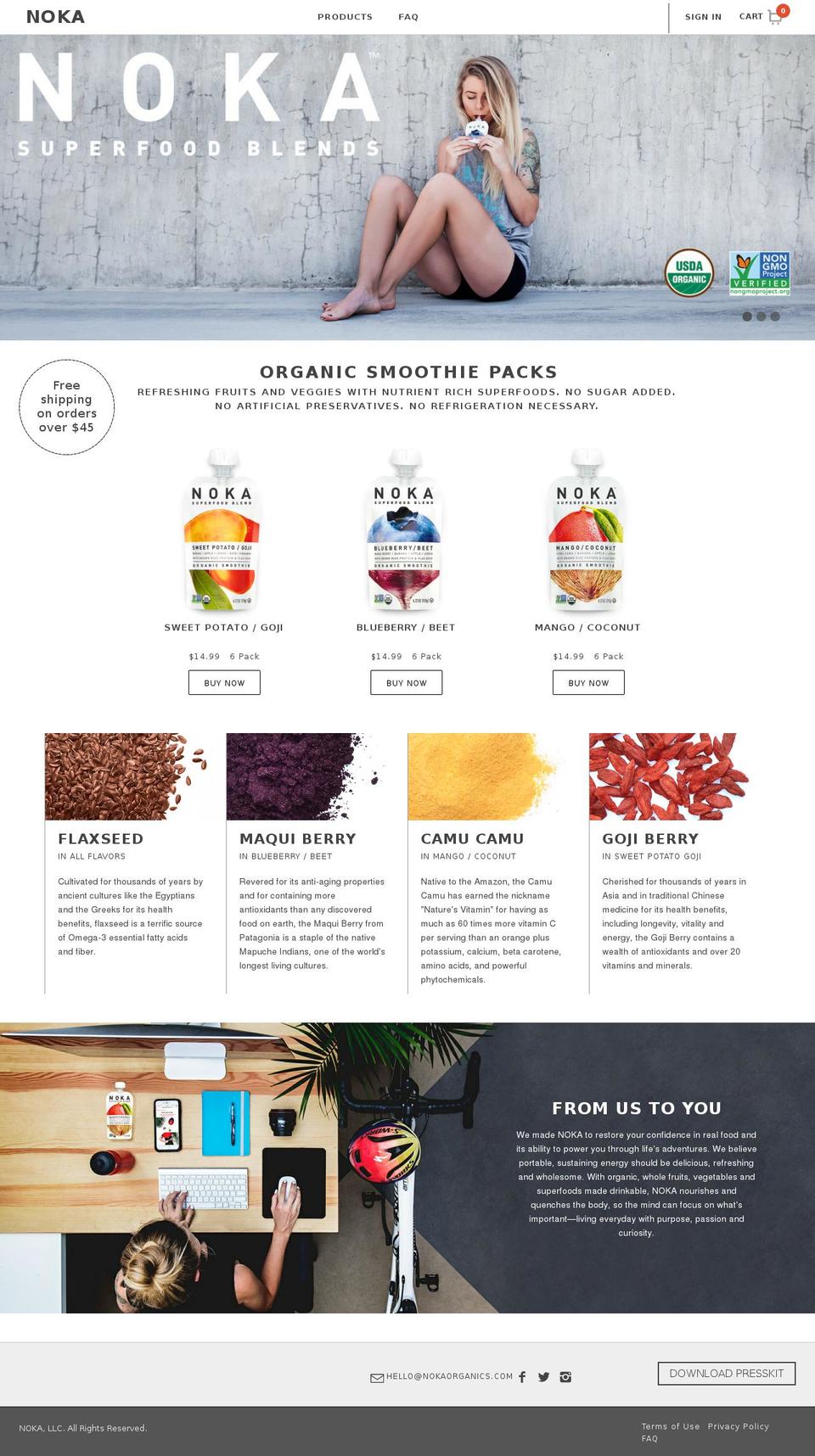 nokaorganics.com shopify website screenshot