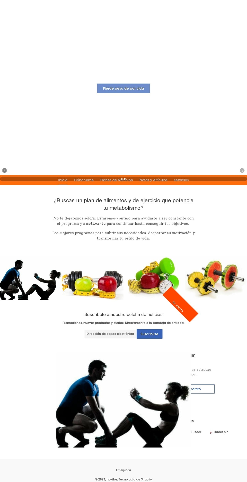 nokilos.com shopify website screenshot