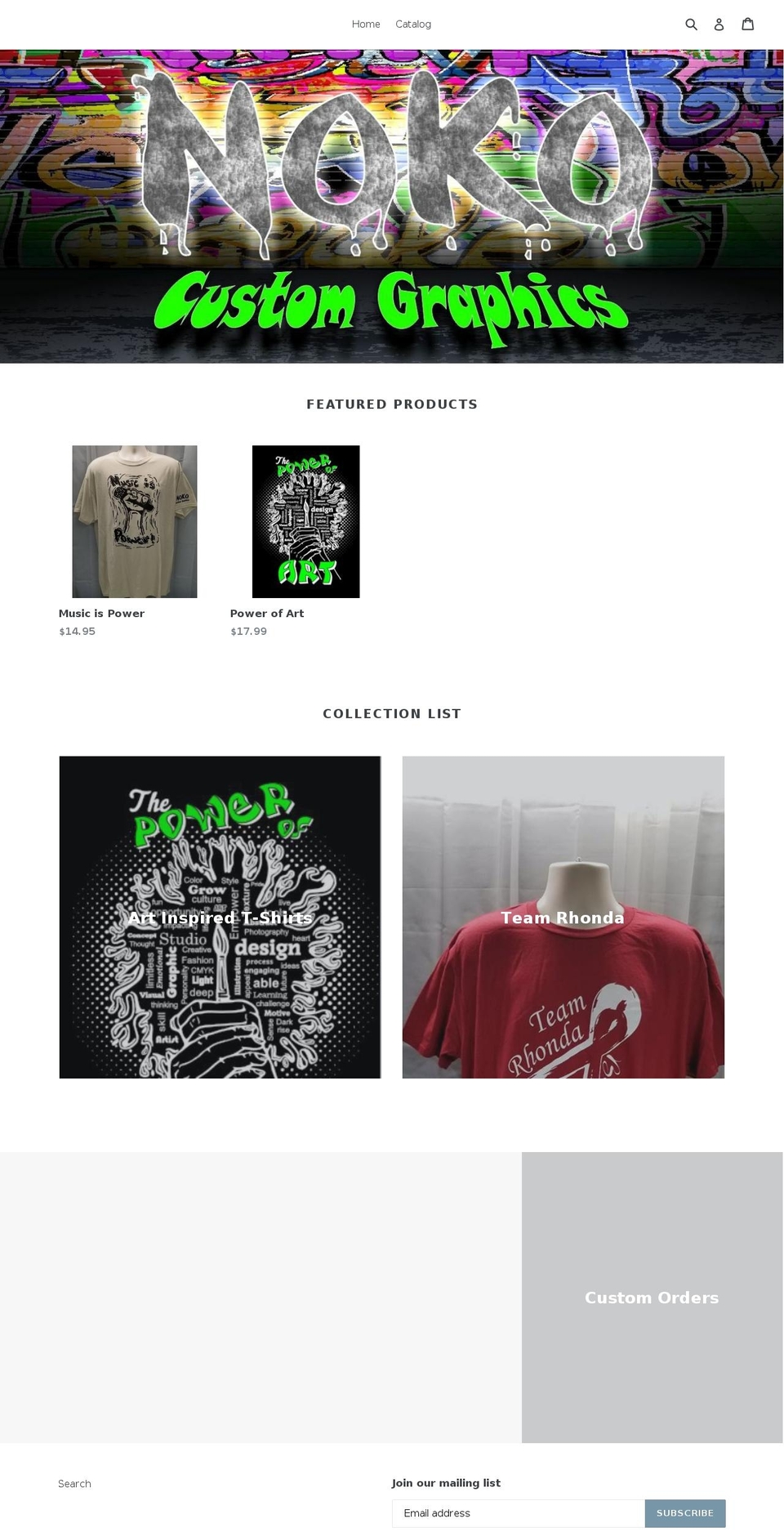 nokocustomgraphics.com — Shopify storefront screenshot