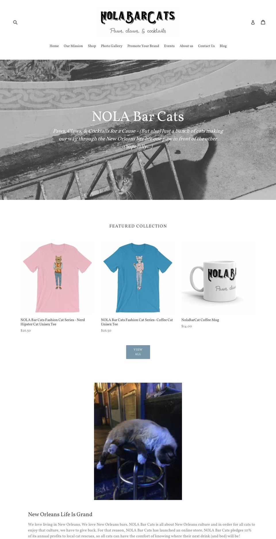 nolabarcats.com — Shopify storefront screenshot
