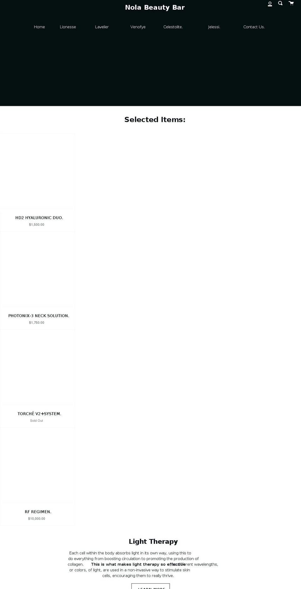nolabeautybar.com shopify website screenshot