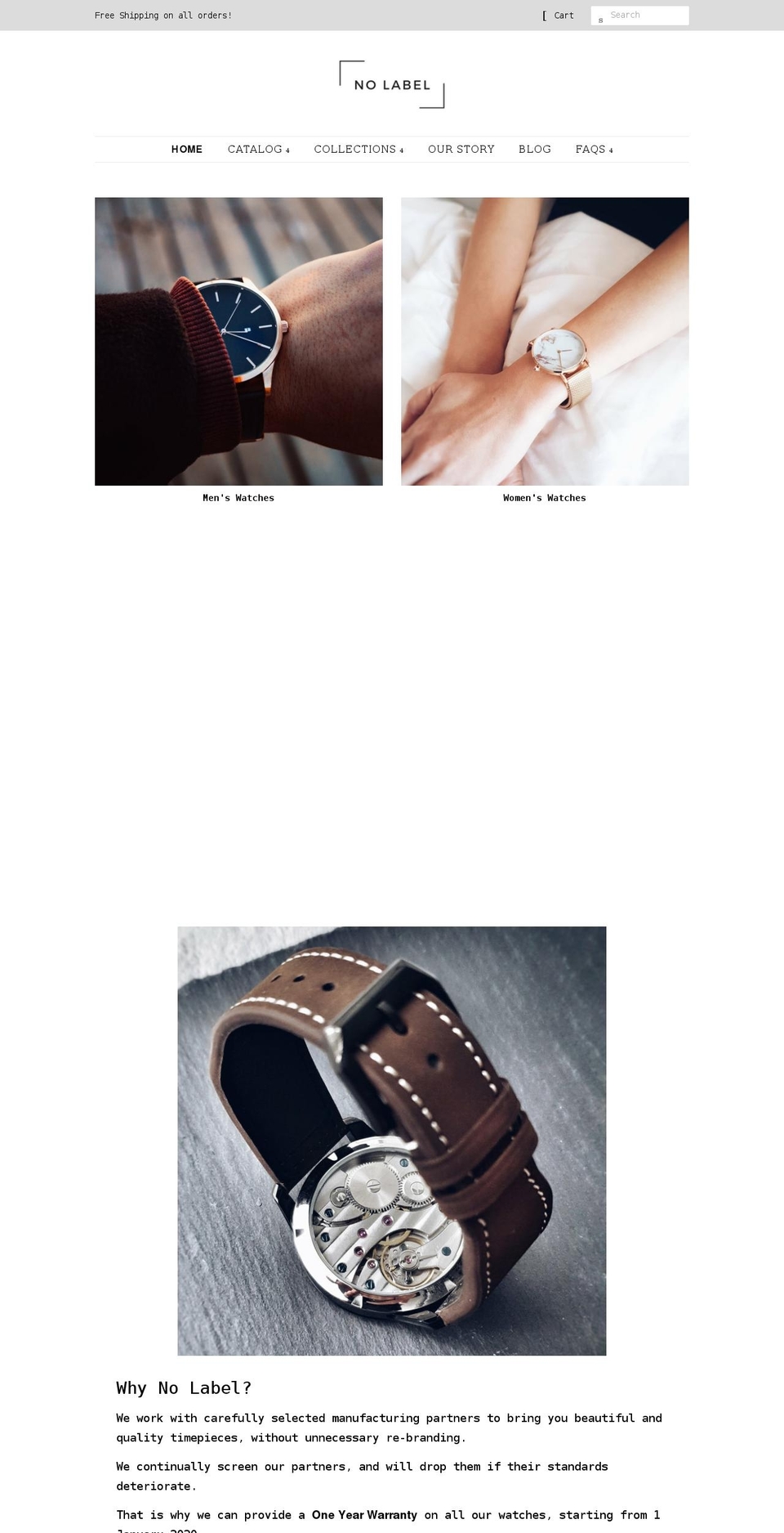 nolabelwatch.com shopify website screenshot