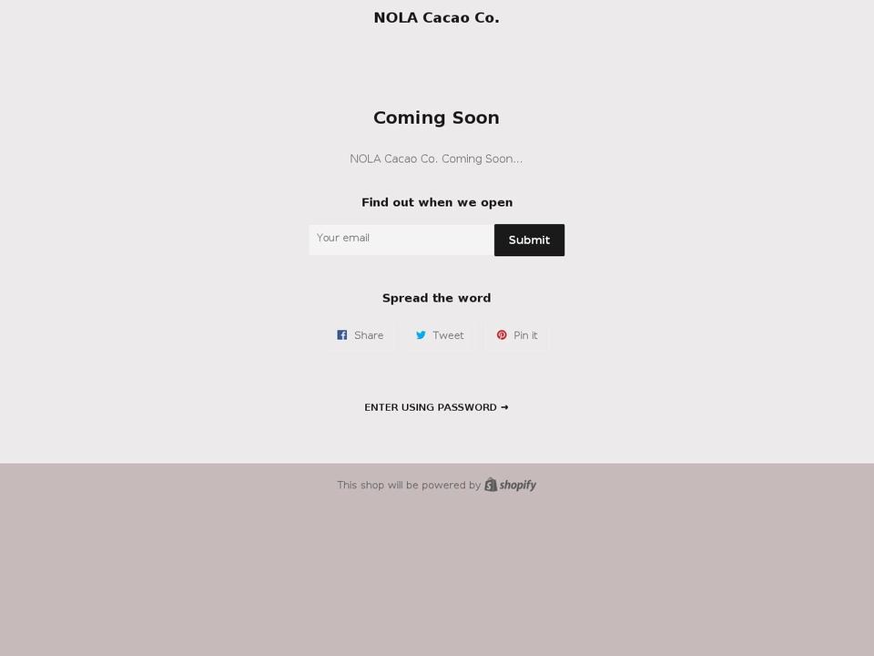 nolacacao.com — Shopify storefront screenshot