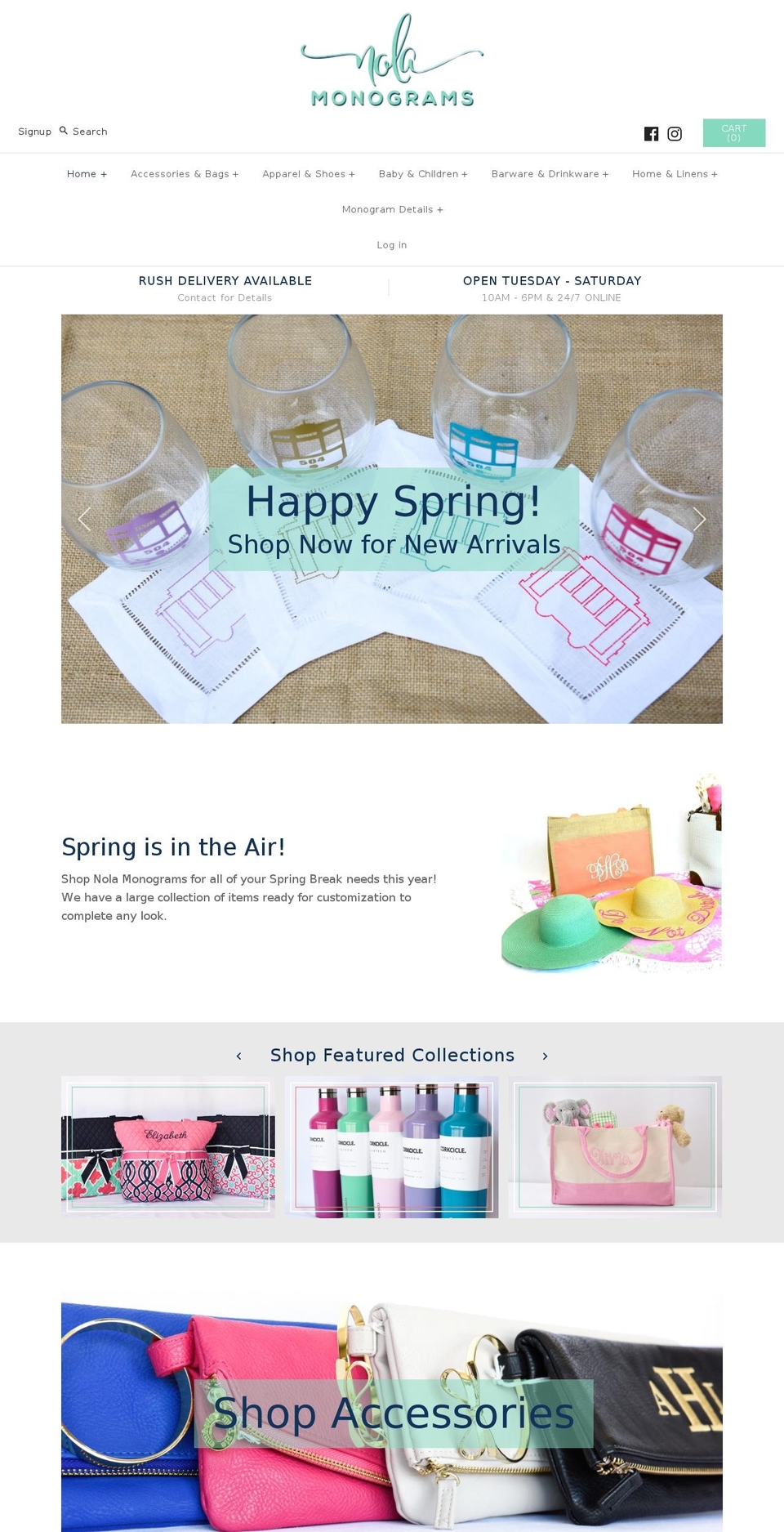 nolamonograms.com — Shopify storefront screenshot