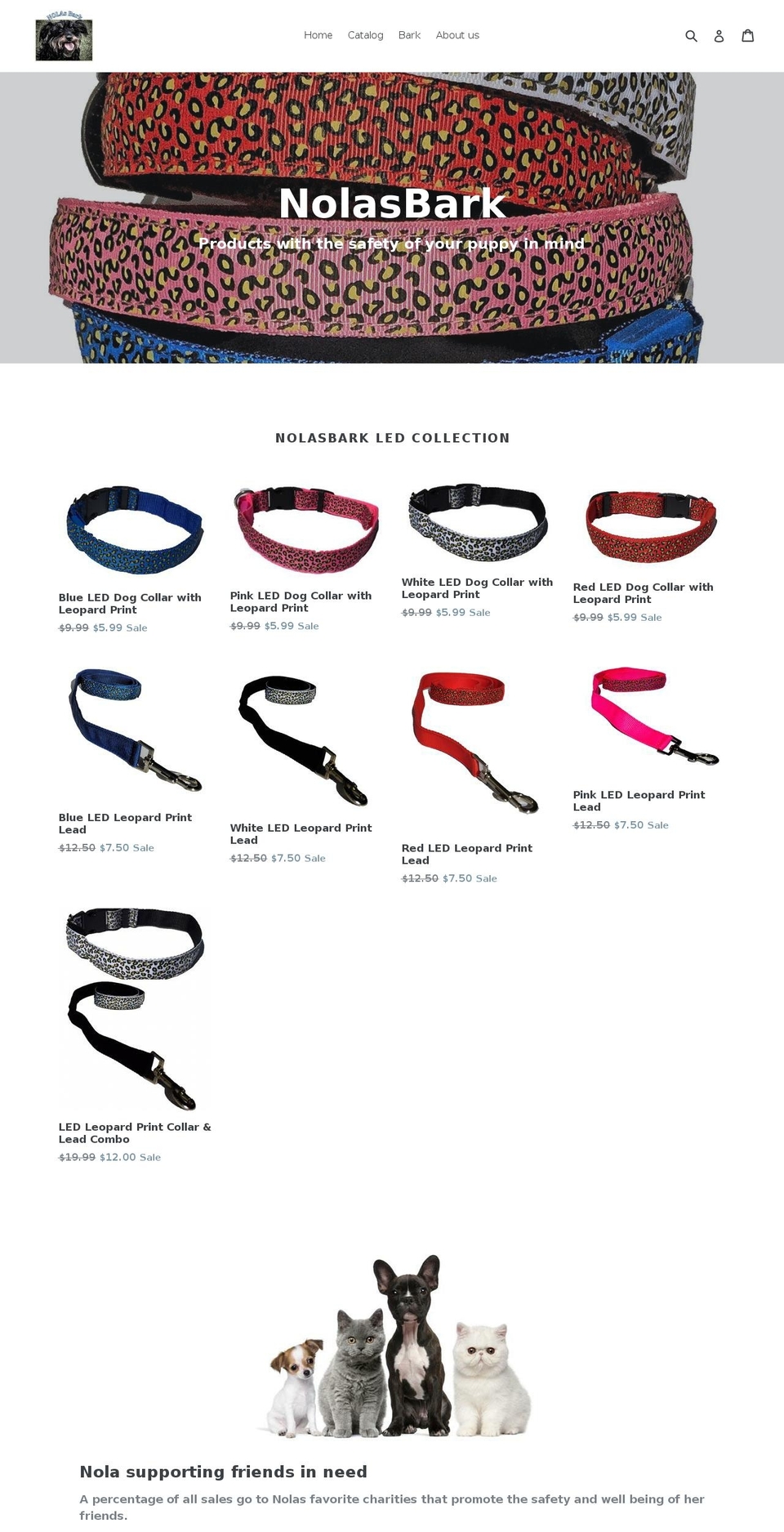 nolasbark.com shopify website screenshot