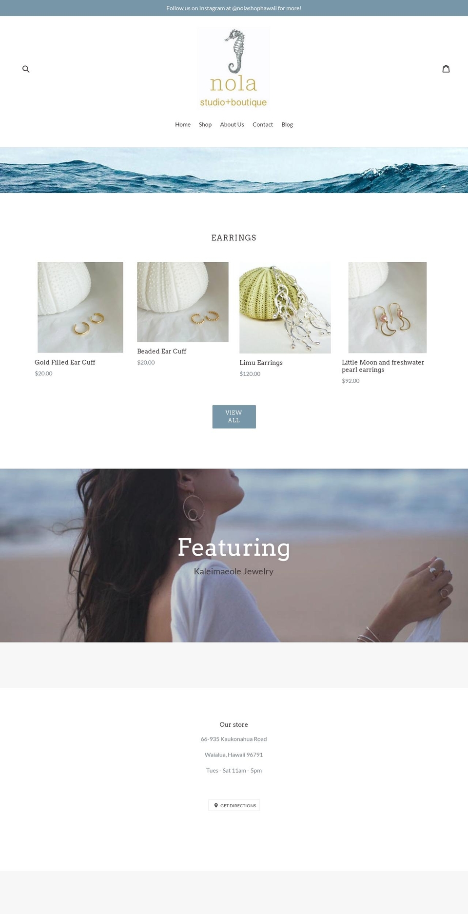 nolashophawaii.com — Shopify storefront screenshot