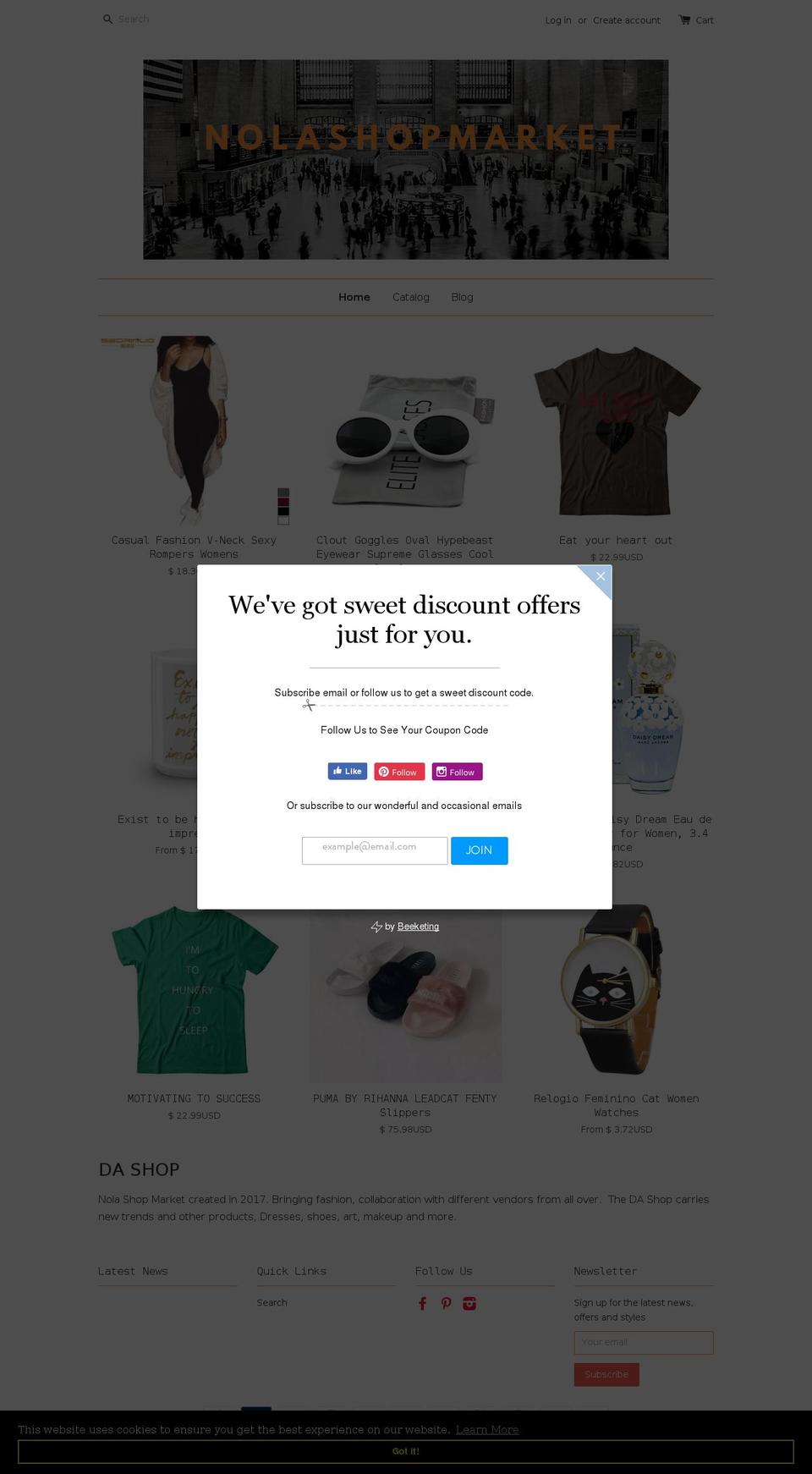 nolashopmarket.com shopify website screenshot