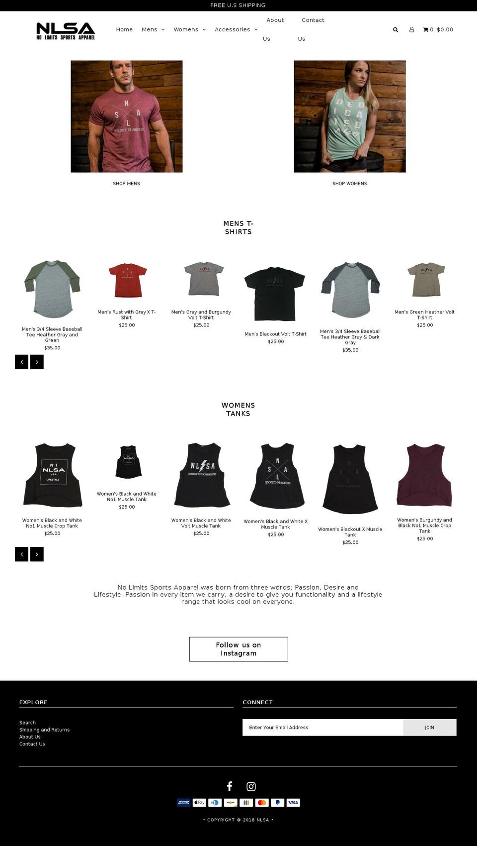 nolimitssportsapparel.com shopify website screenshot