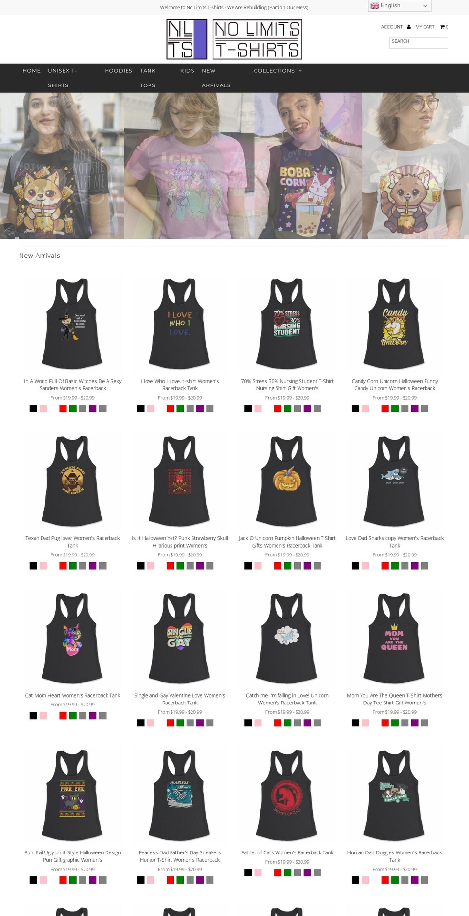 nolimitstshirts.com — Shopify storefront screenshot