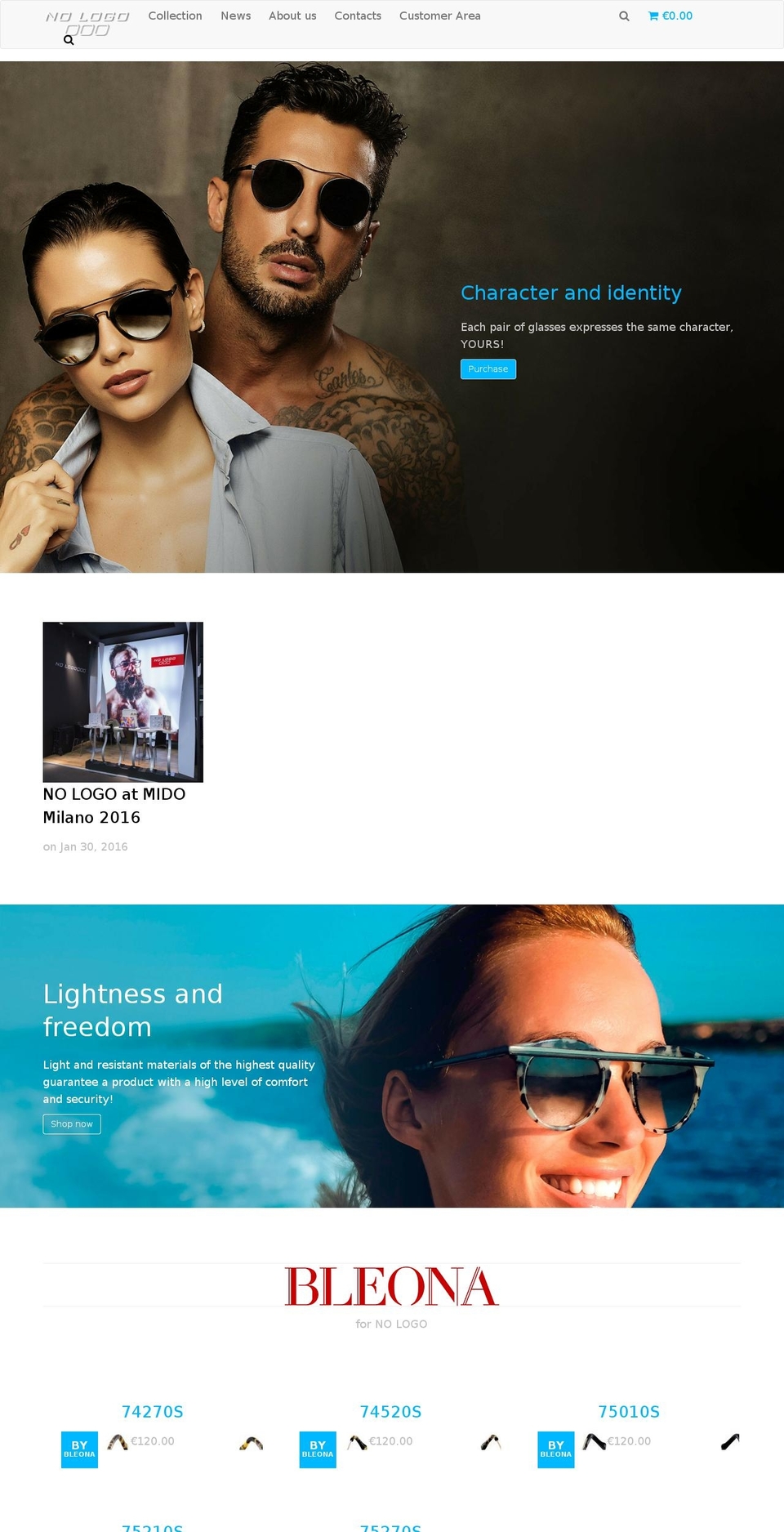 nologoeyewear.com shopify website screenshot