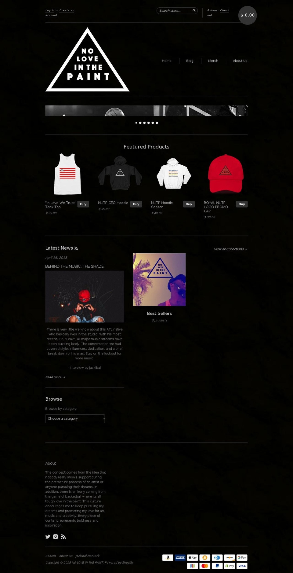 noloveinthepaint.com shopify website screenshot