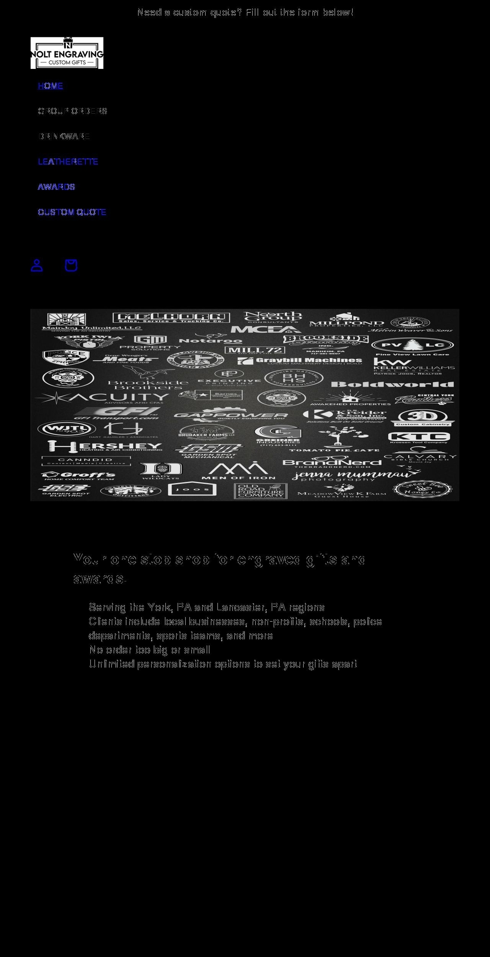 noltengraving.com shopify website screenshot