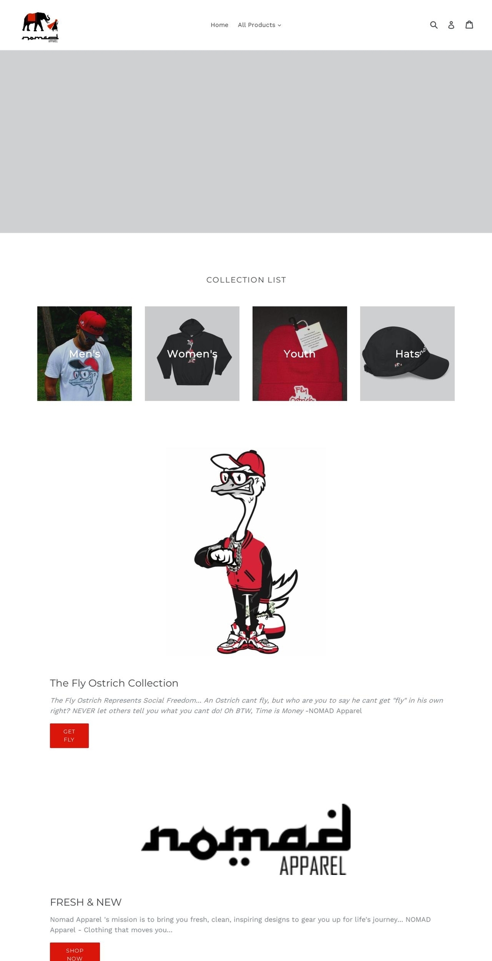 nomadapparelllc.com — Shopify storefront screenshot