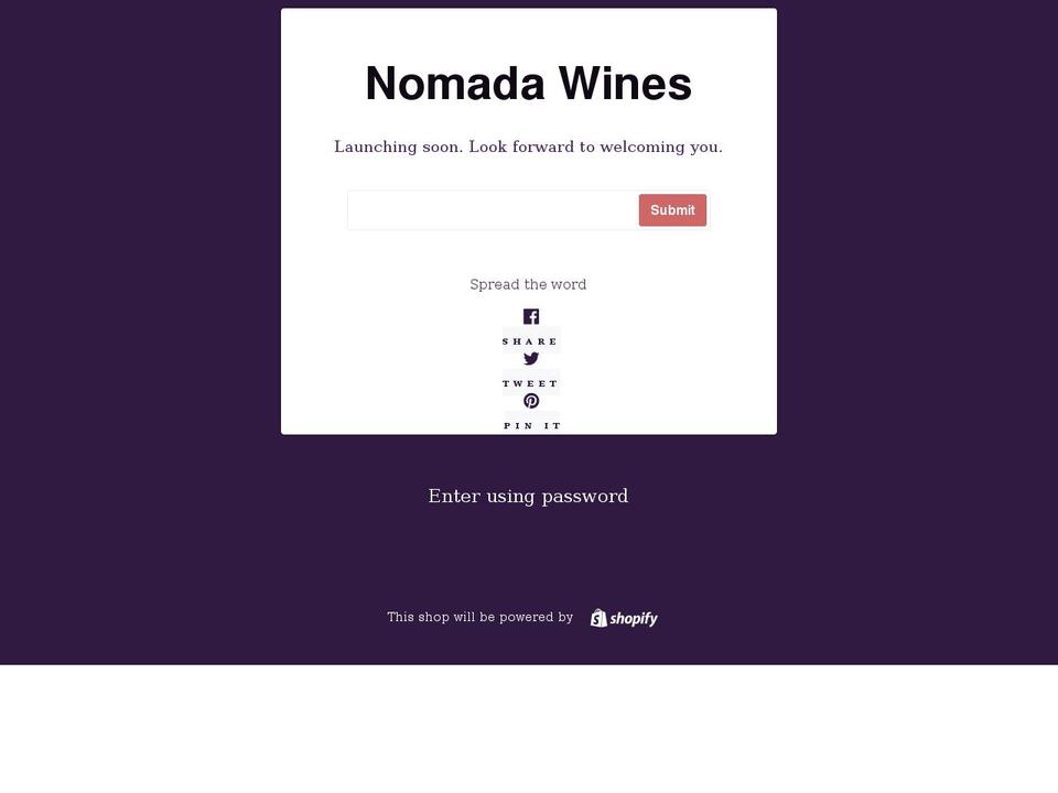 nomadawines.com shopify website screenshot