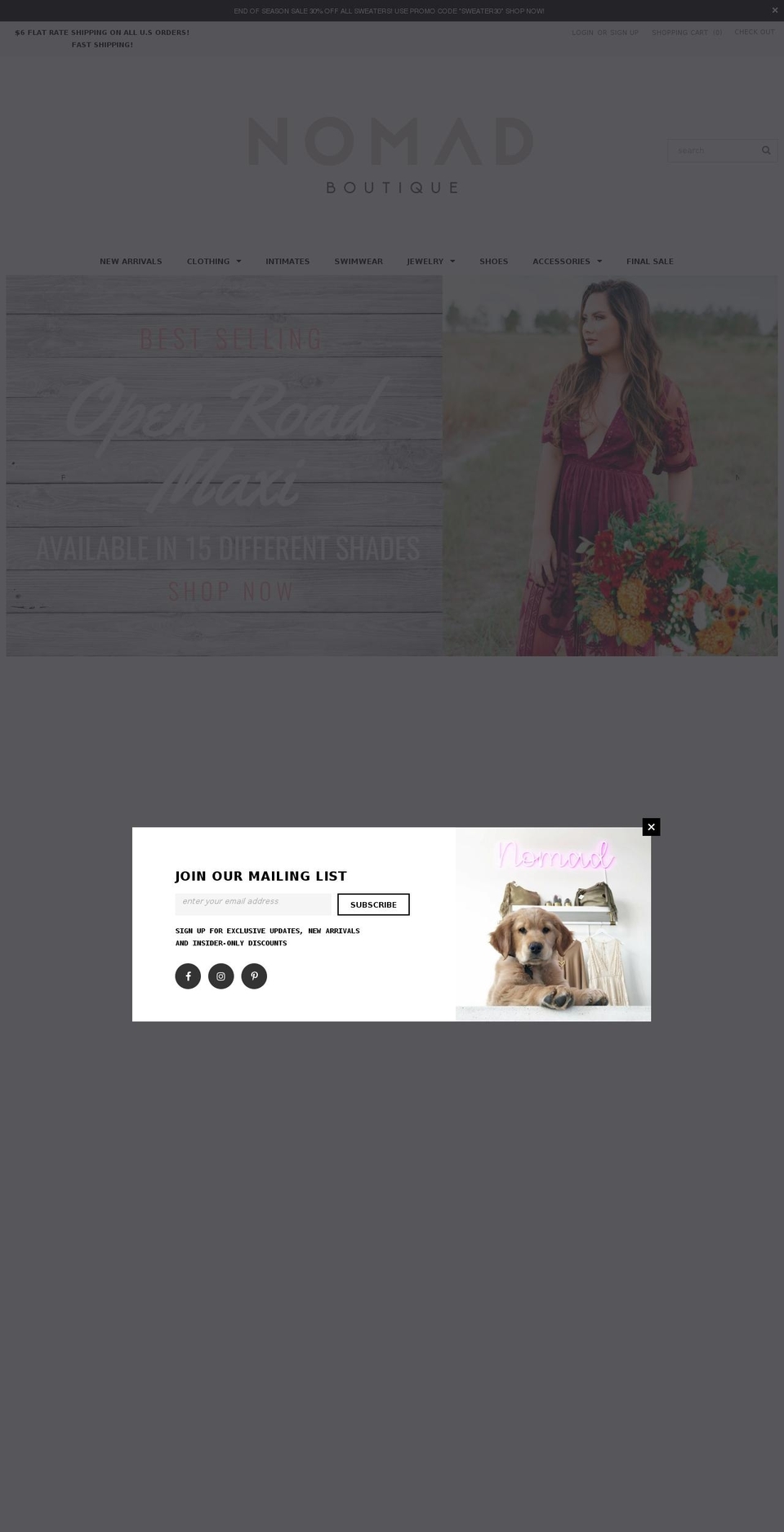 nomadboutique.com — Shopify storefront screenshot
