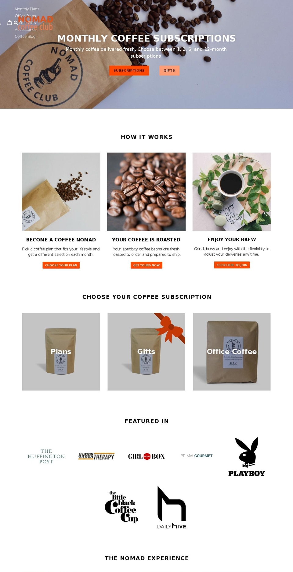 nomadcoffeeclub.com shopify website screenshot