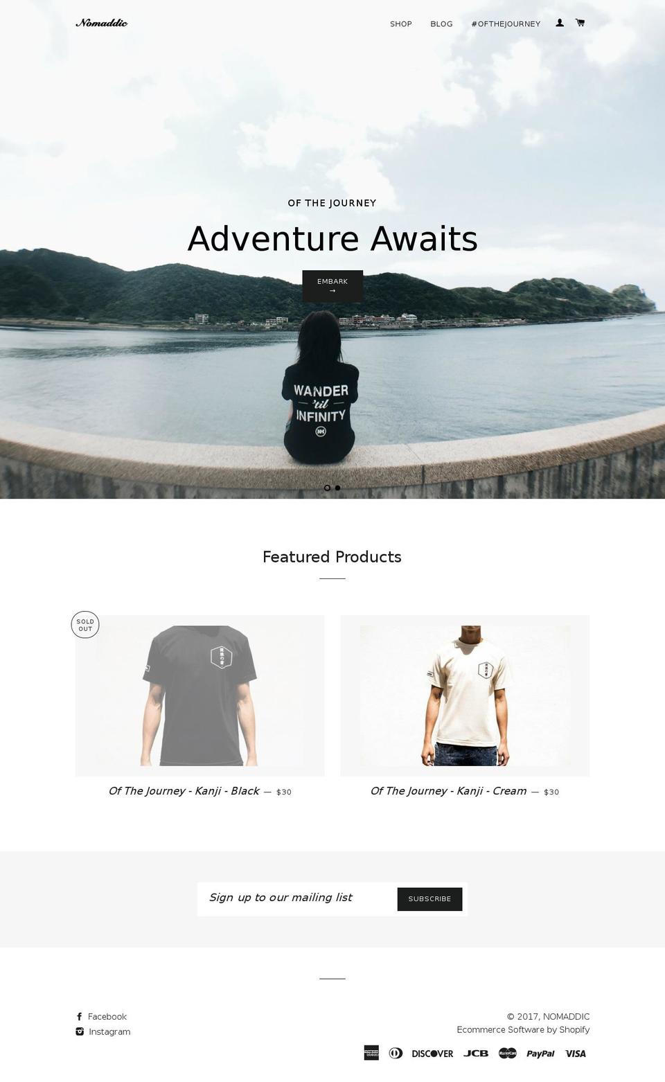 nomaddic.com shopify website screenshot