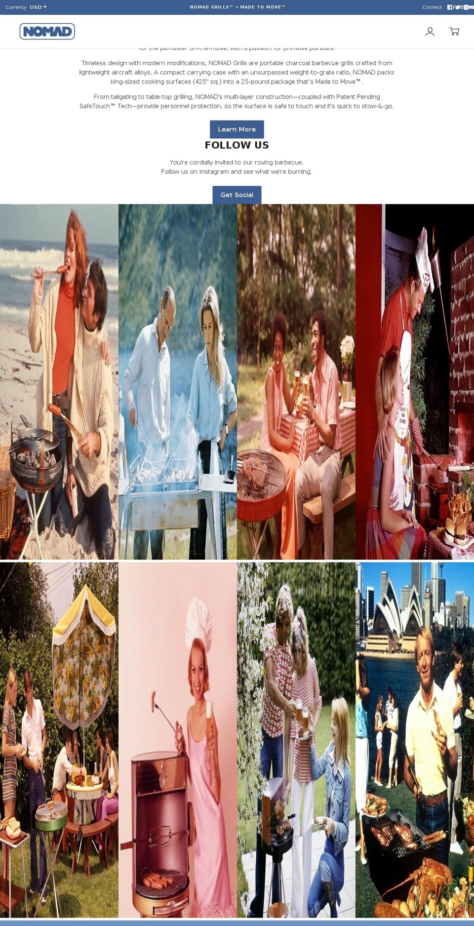 nomadgrills.com shopify website screenshot