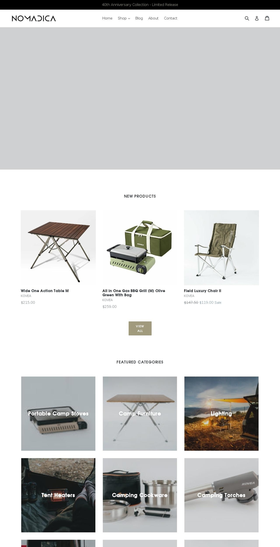 nomadicaoutfitters.com shopify website screenshot