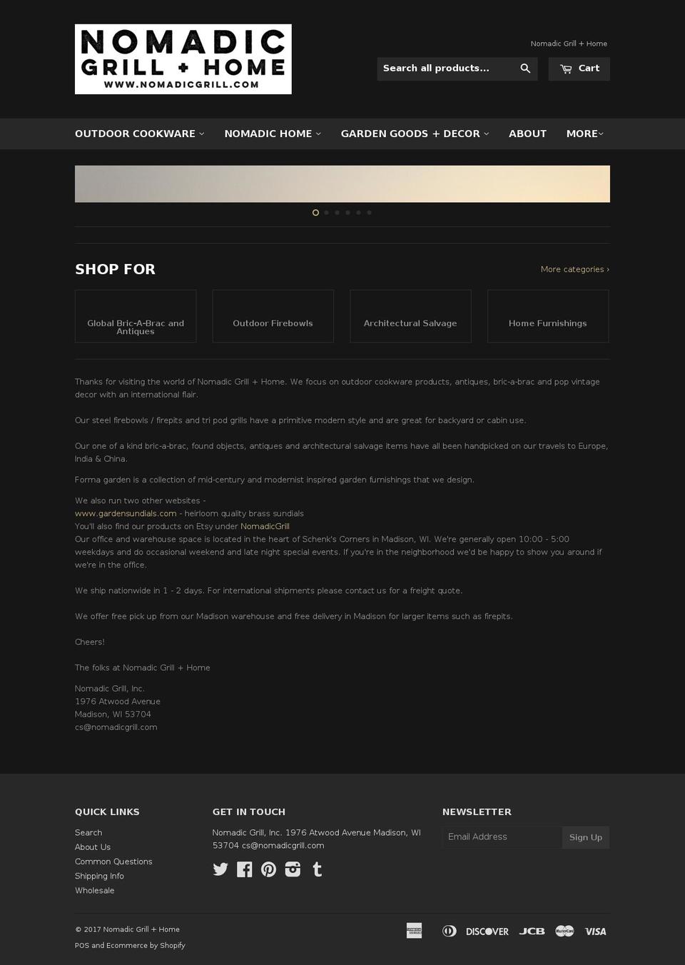 nomadicgrill.com shopify website screenshot