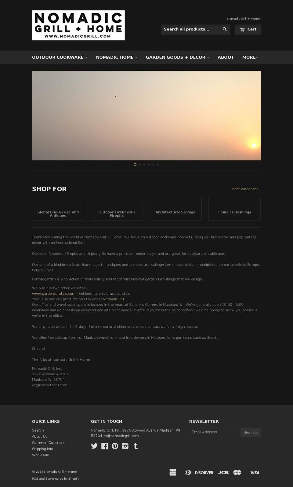 nomadicgrills.com — Shopify storefront screenshot
