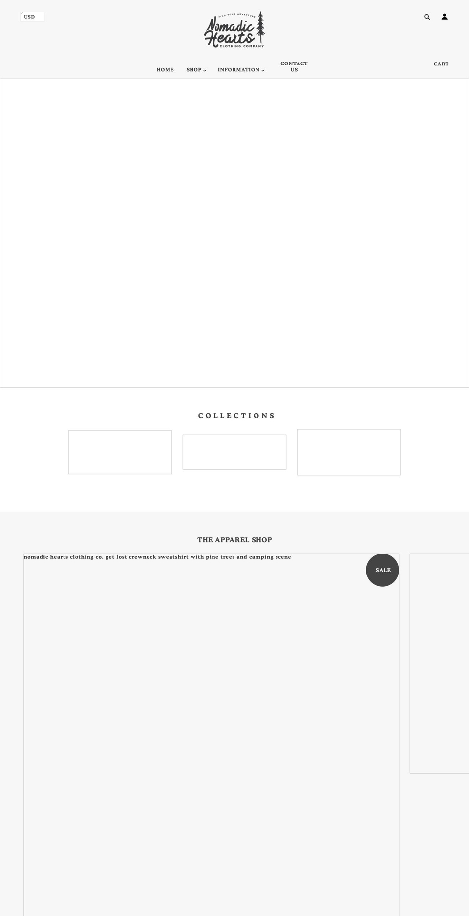 nomadicheartsclothing.com — Shopify storefront screenshot