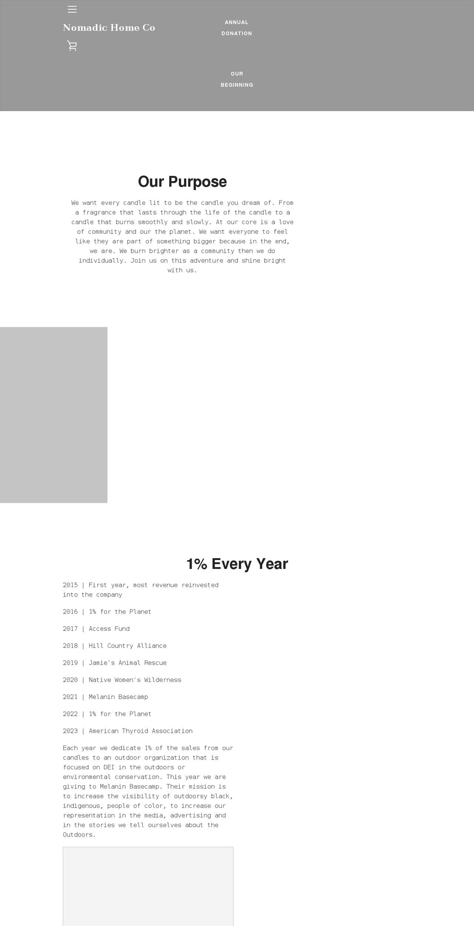 nomadichomeco.com — Shopify storefront screenshot