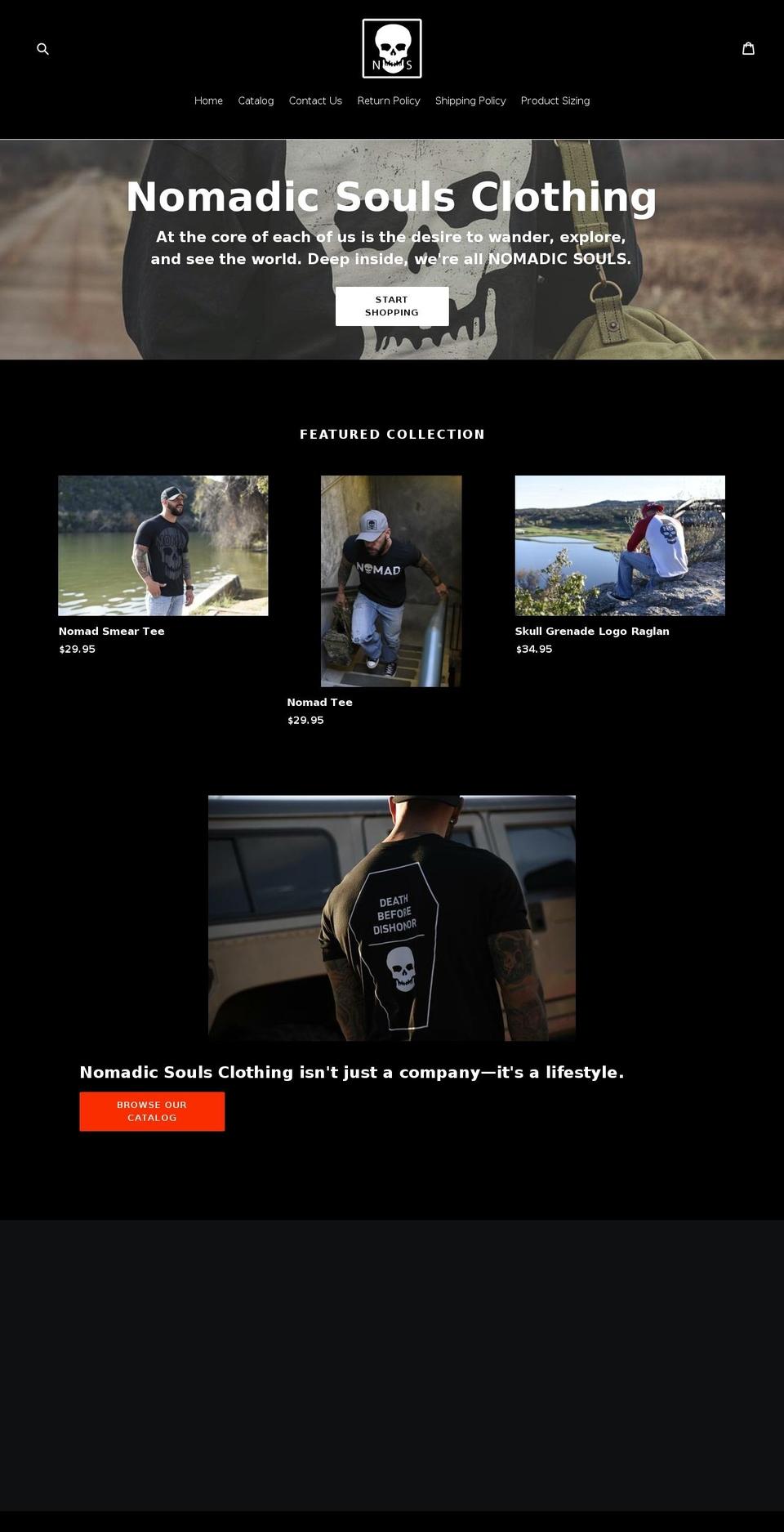 nomadicsoulsclothing.com shopify website screenshot