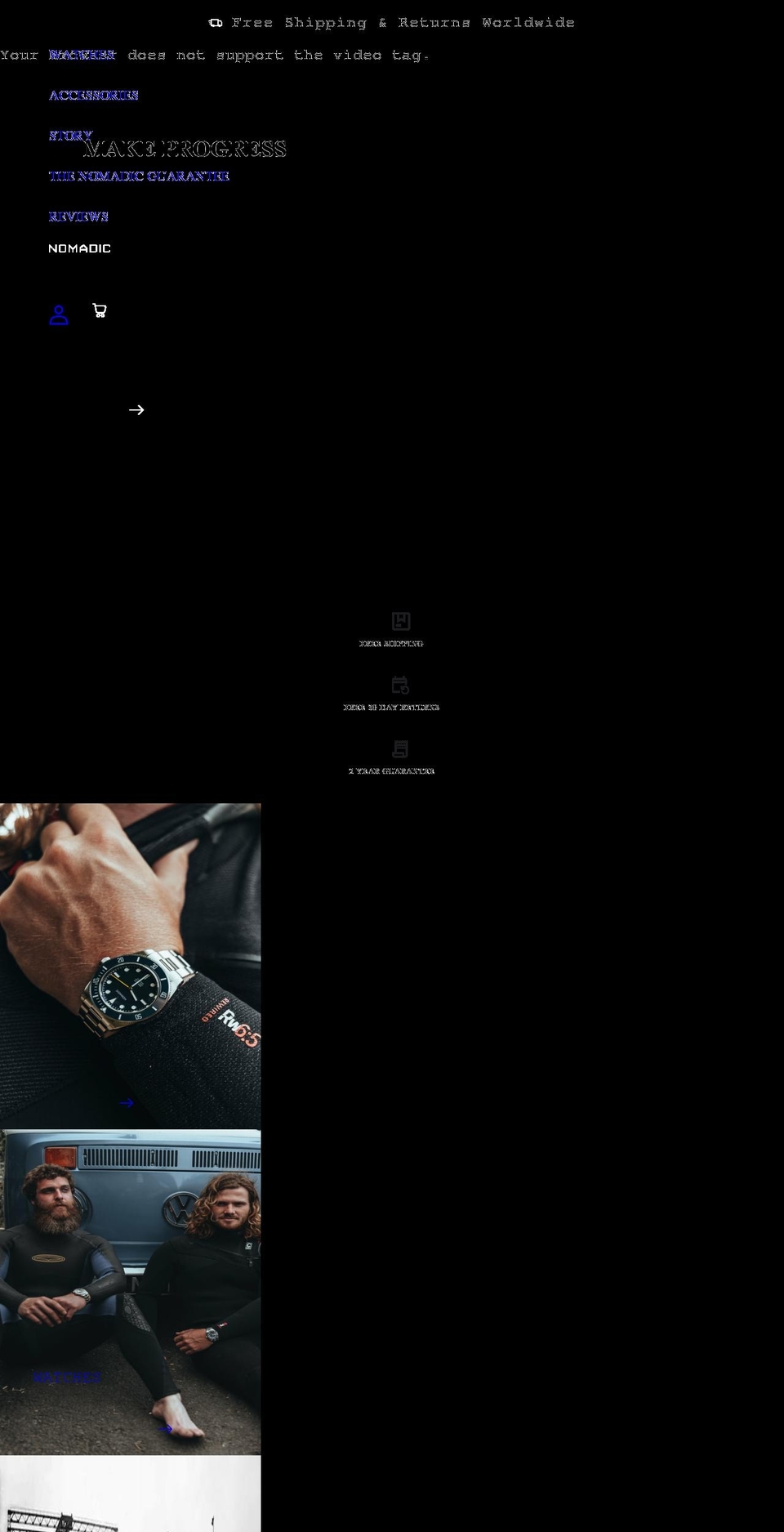 nomadicwatches.com shopify website screenshot