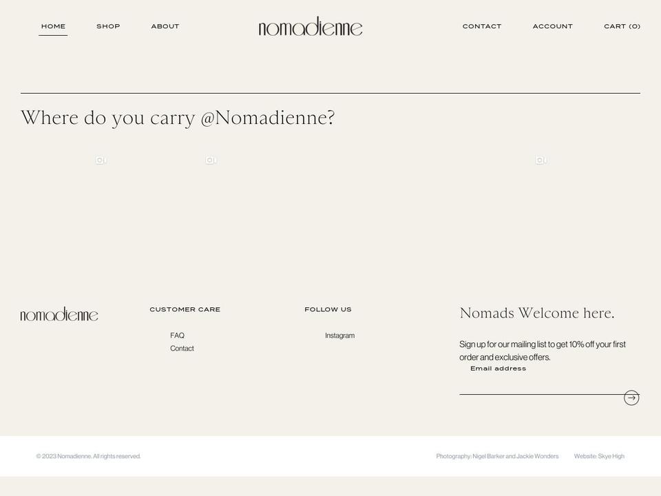 nomadienne.com shopify website screenshot