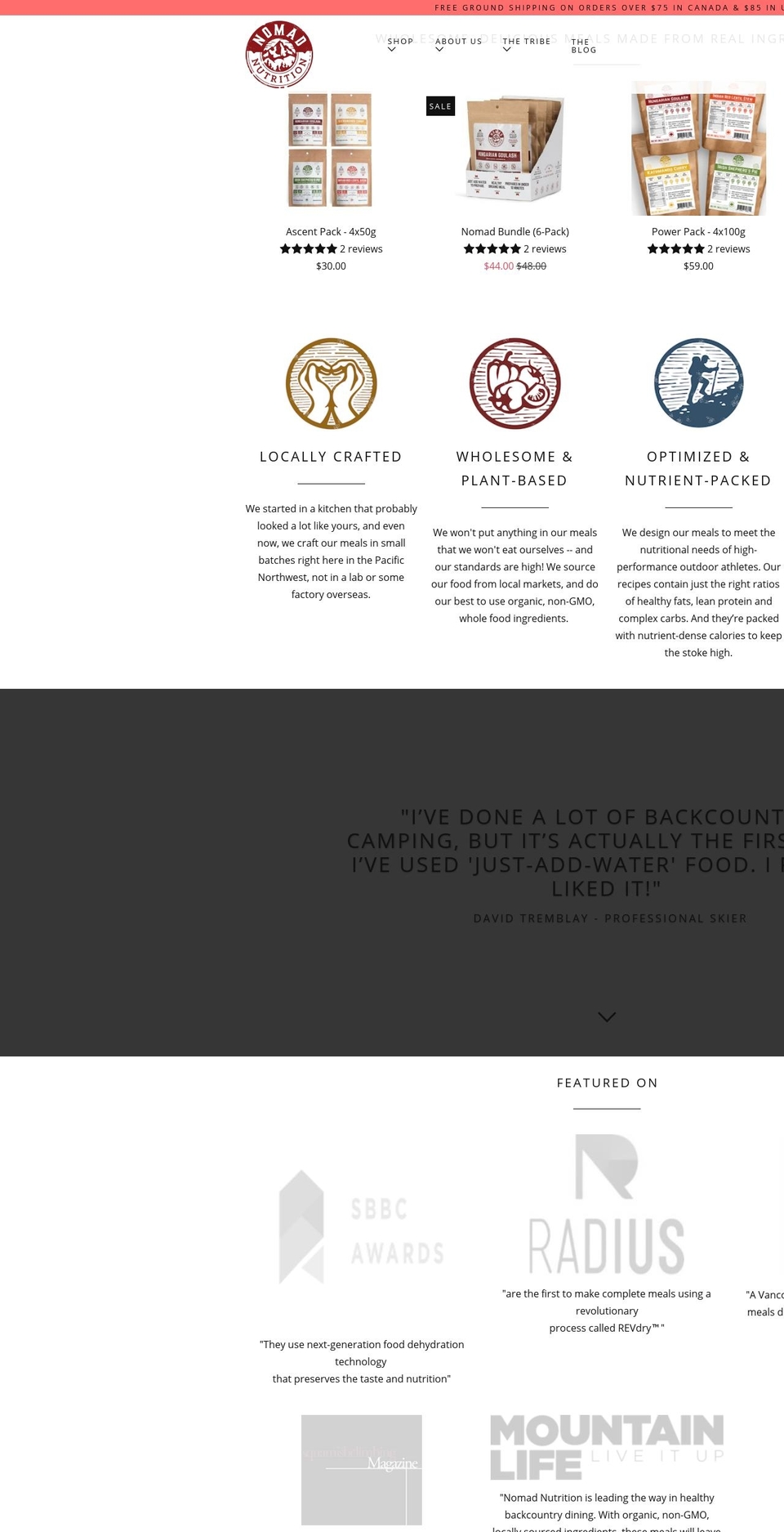 nomadnutrition.co shopify website screenshot