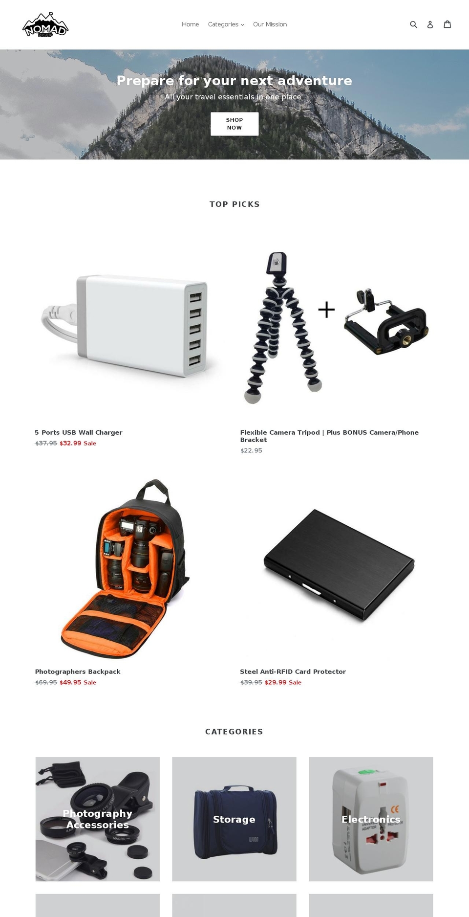 nomadpitstop.com shopify website screenshot