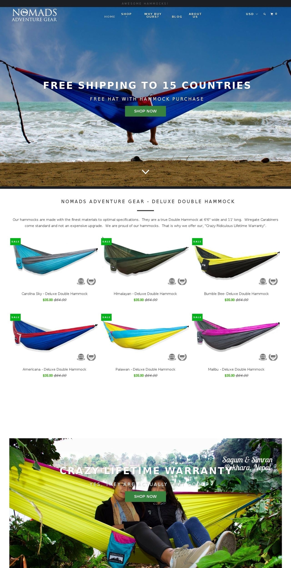 nomadsadventuregear.com — Shopify storefront screenshot