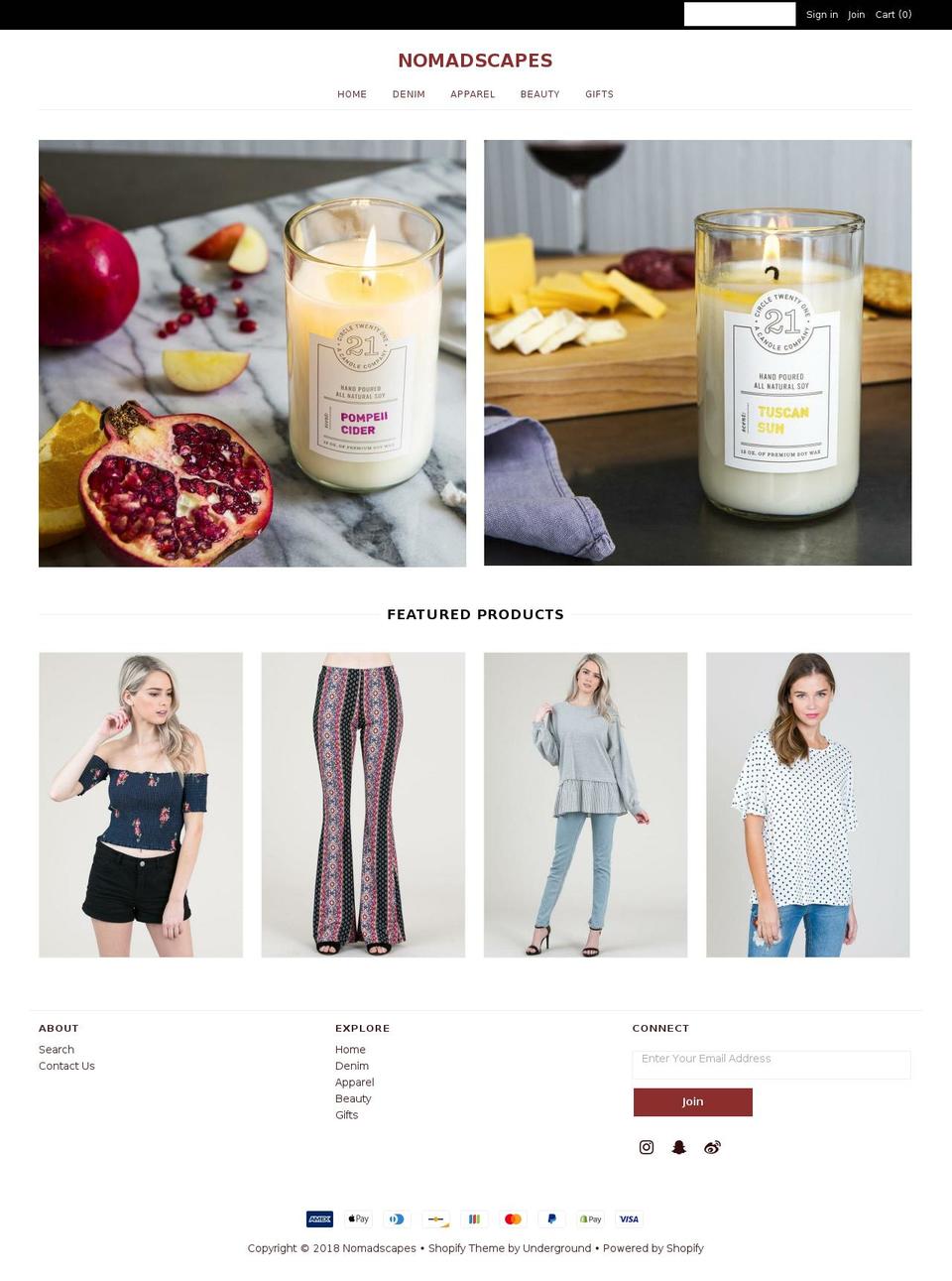 nomadscapes.com — Shopify storefront screenshot