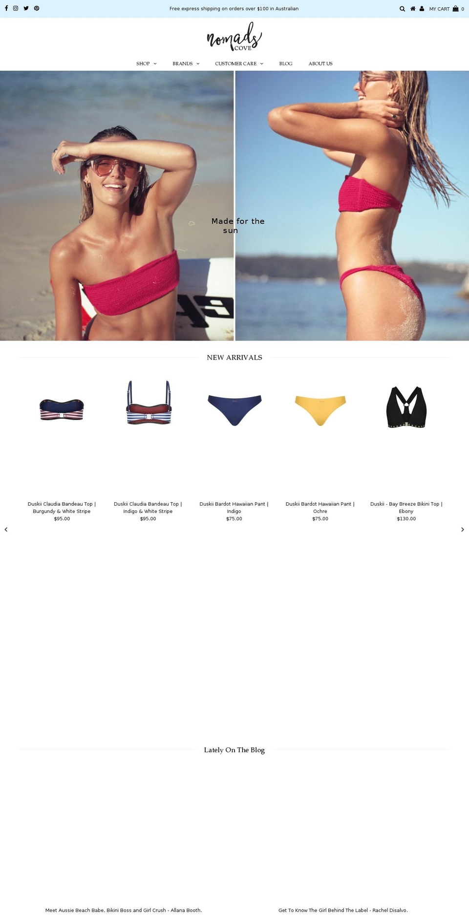 nomadscove.com.au shopify website screenshot