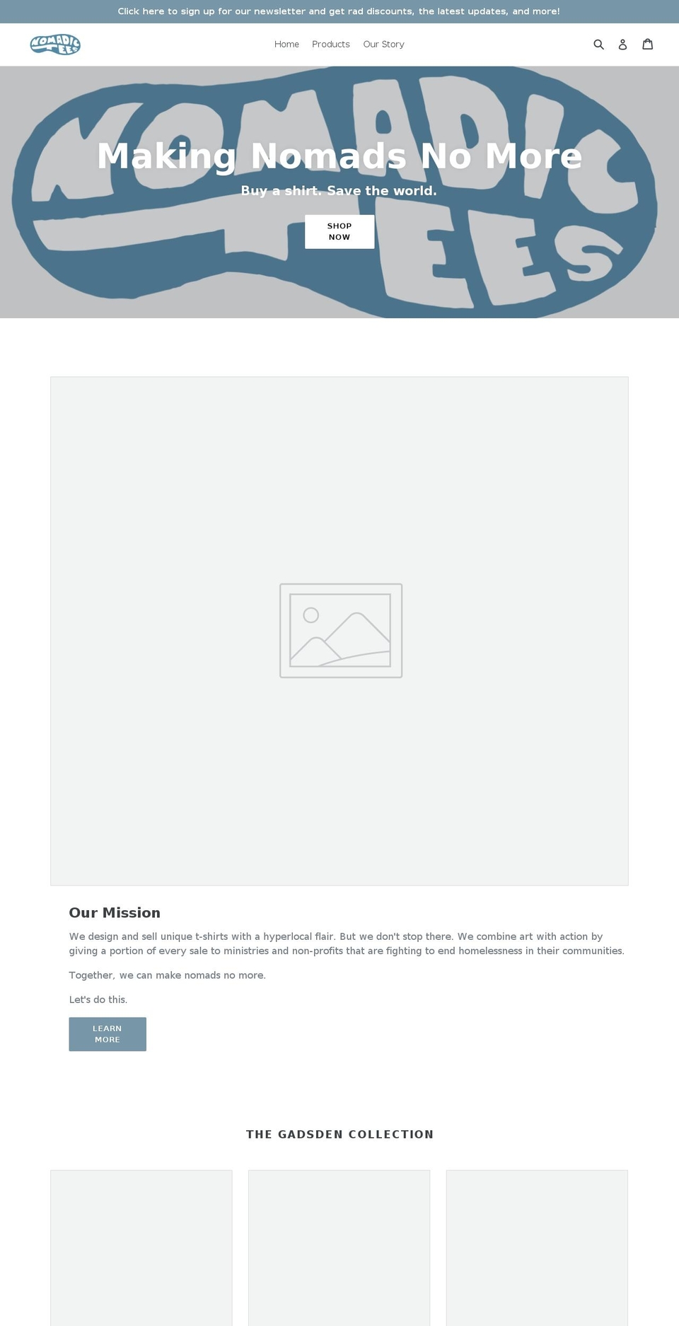 nomadsnomore.com — Shopify storefront screenshot