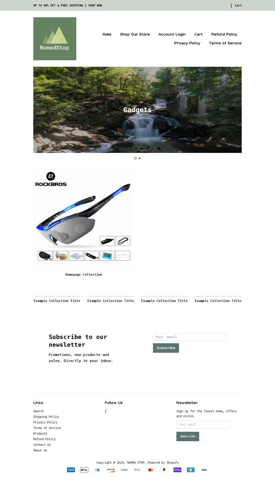 nomadstop.com shopify website screenshot