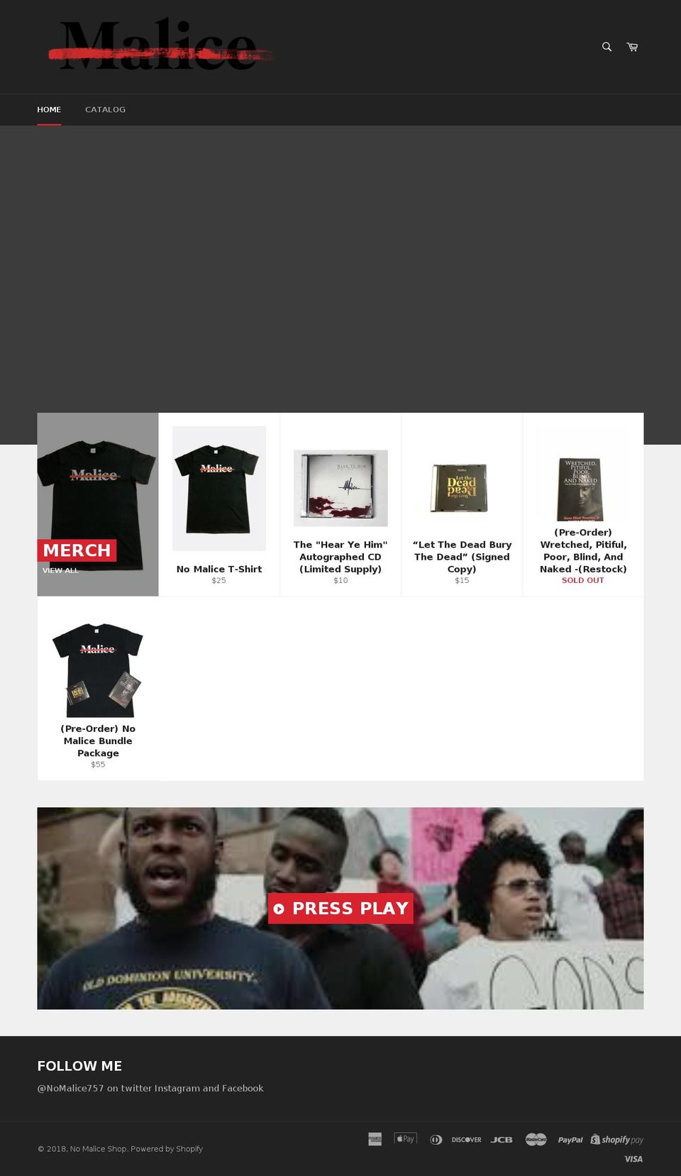 nomaliceshop.com — Shopify storefront screenshot