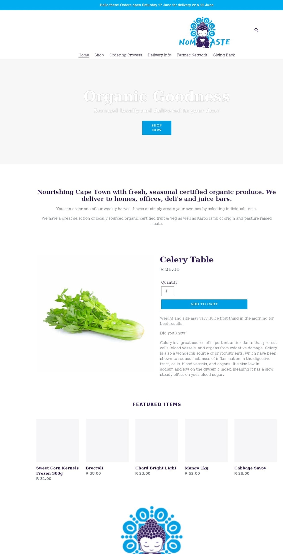 nomaste.co.za shopify website screenshot