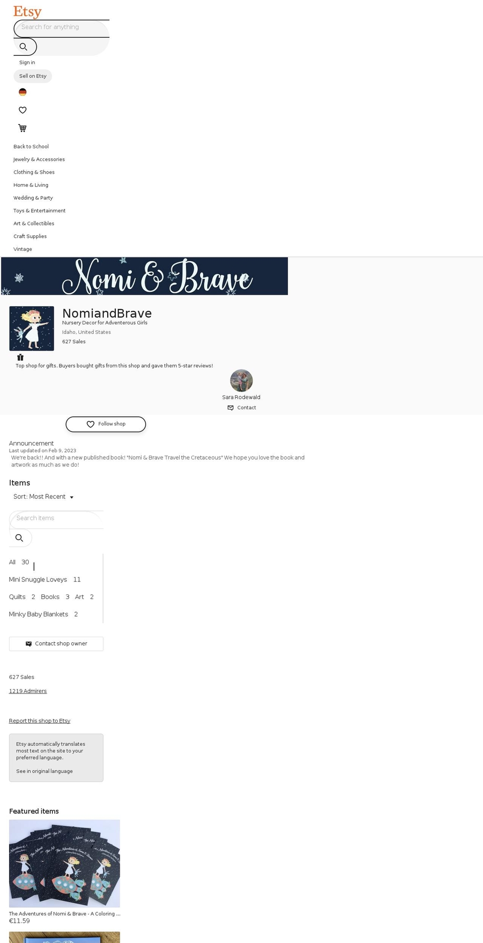 nomiandbrave.com — Shopify storefront screenshot