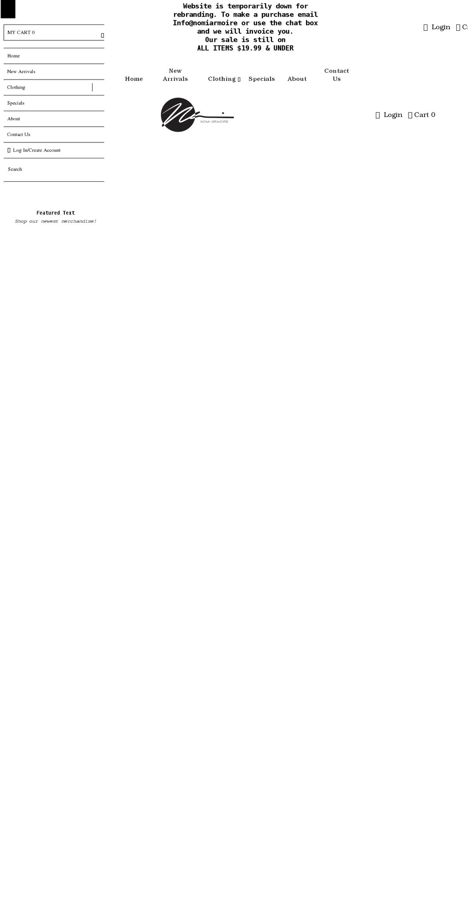 nomiarmoire.com shopify website screenshot