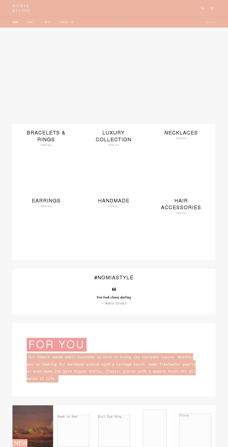 nomiastudio.com shopify website screenshot