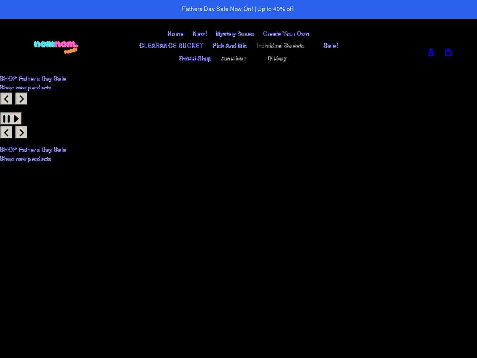 nomnomsweets.com shopify website screenshot