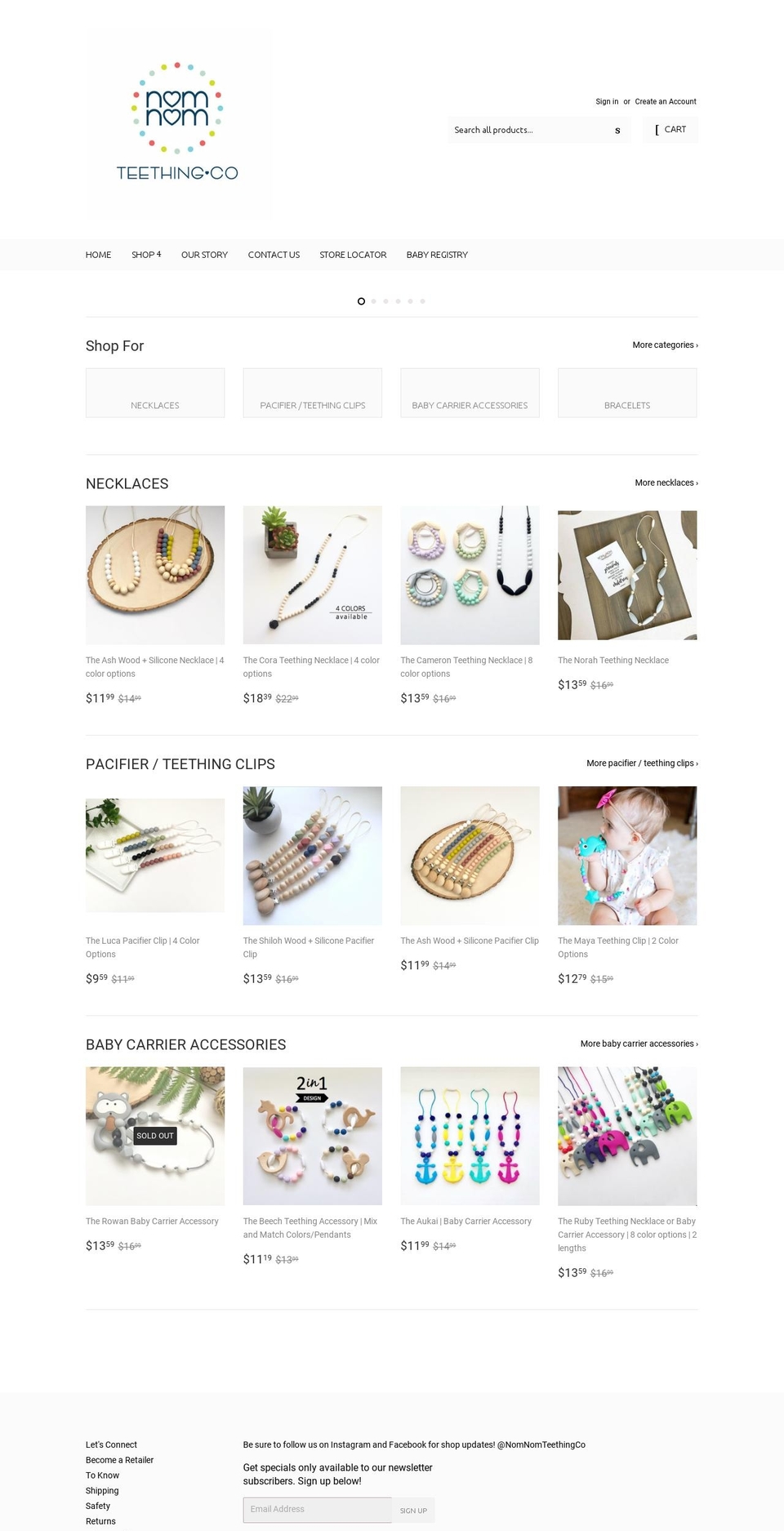 nomnomteethingco.com — Shopify storefront screenshot