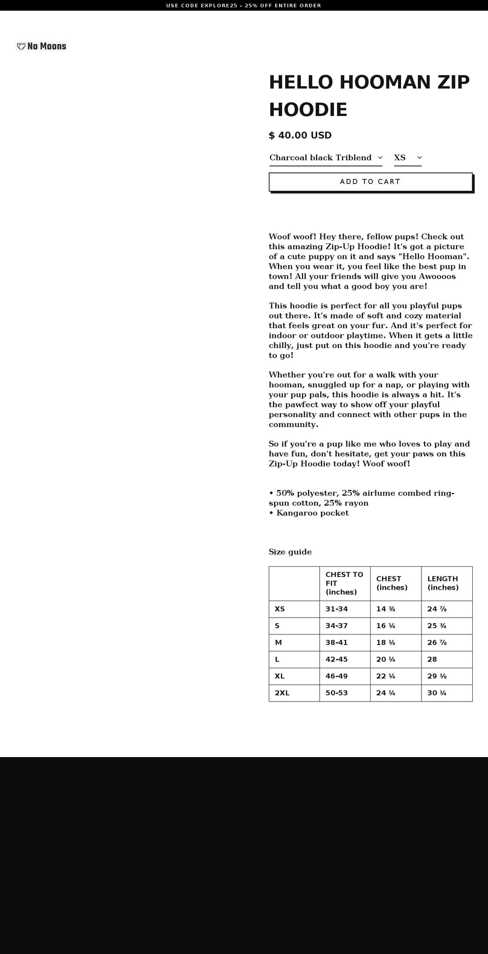 nomoons.com shopify website screenshot