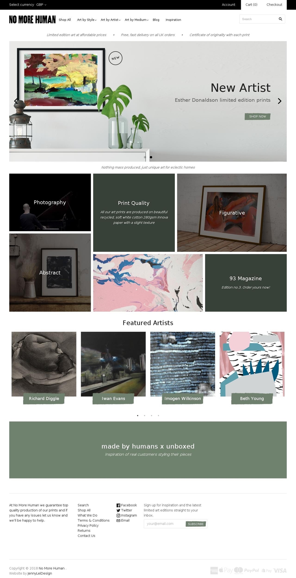 nomorehuman.com — Shopify storefront screenshot