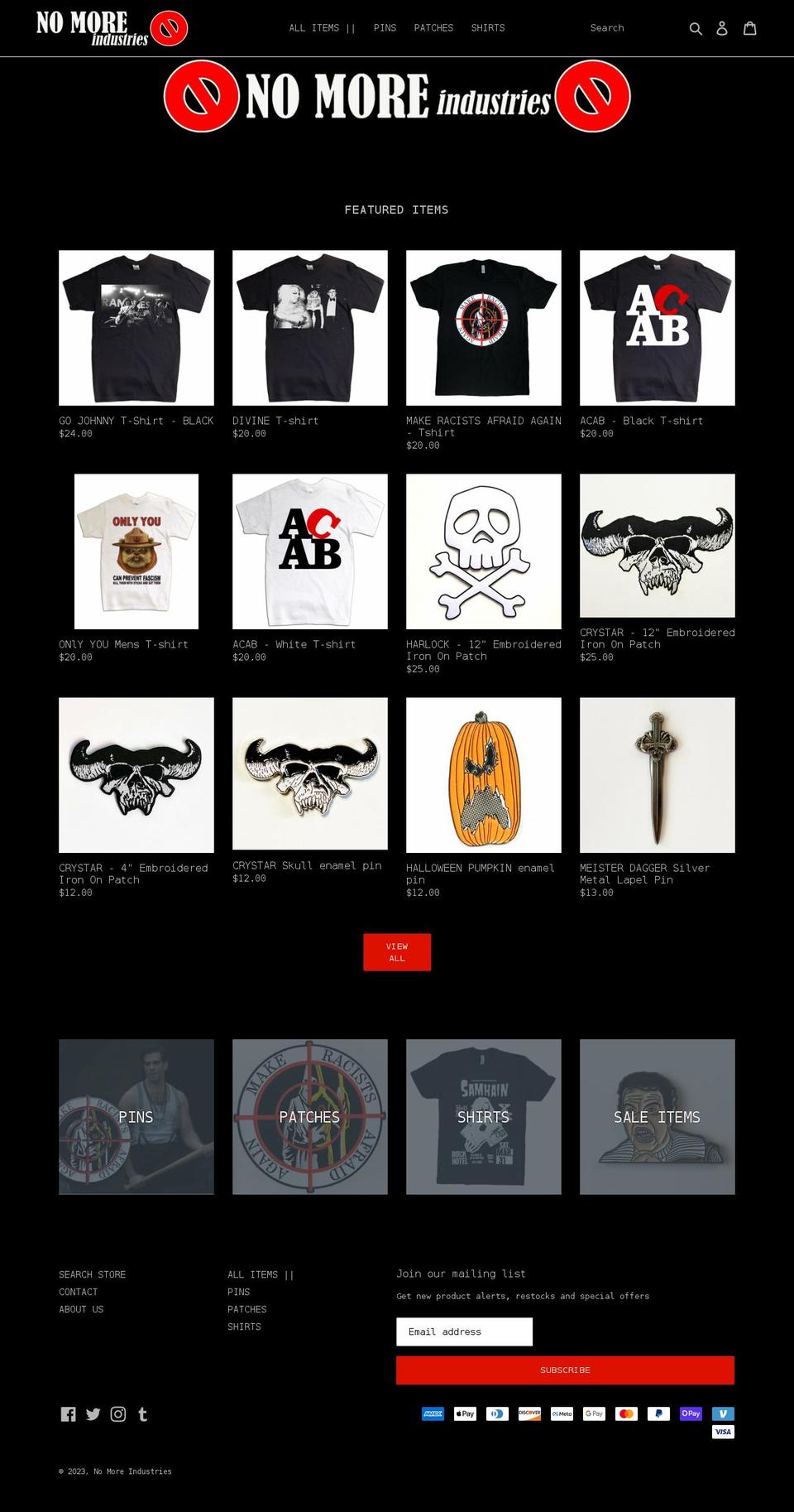 nomoreindustries.com shopify website screenshot